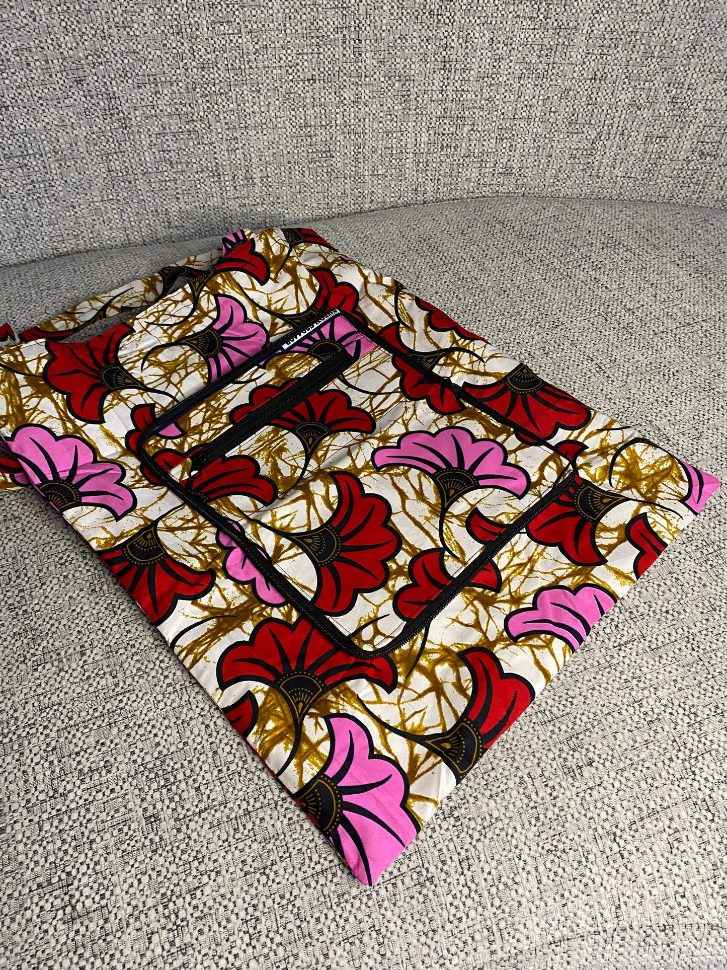 Tote bag pliable fleur de mariage rouge