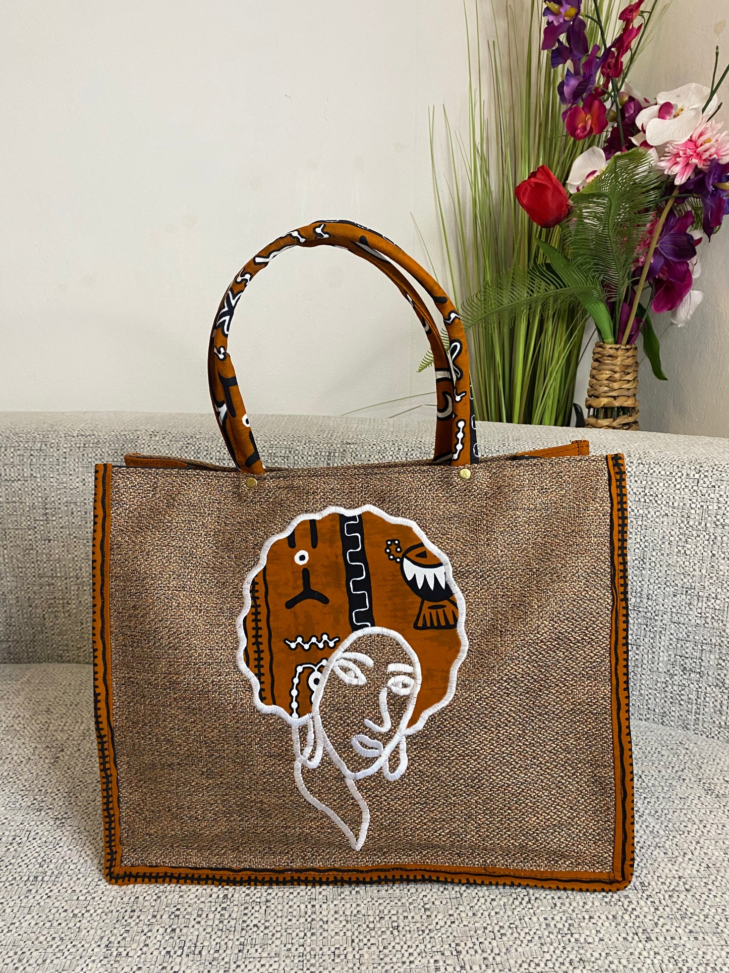 Sac en Raphia afro woman