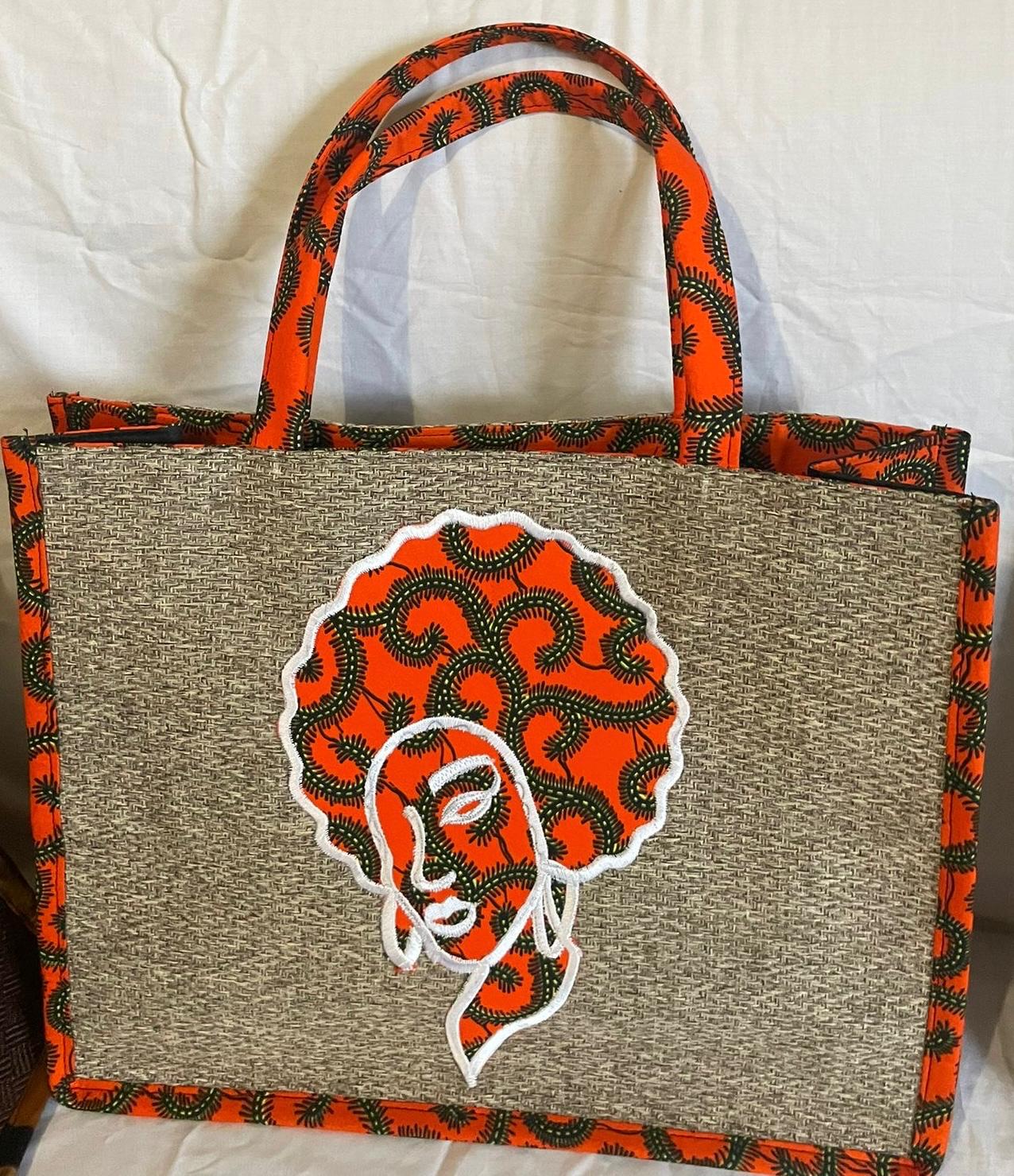 Sac en raphia afro woman